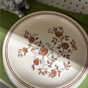 Elegant Floral Dinner Plate with Brown Design